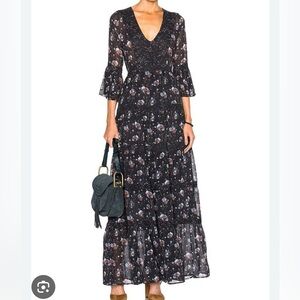 Ulla Johnson Black Floral Long Sleeve Dress